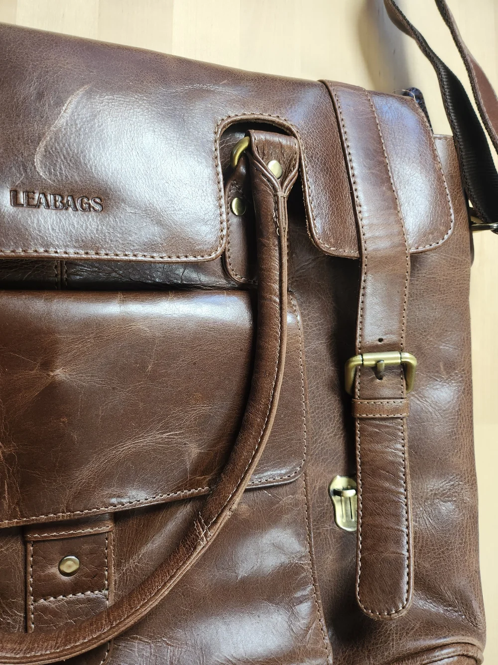 Leather Laptop Satchel in Brown